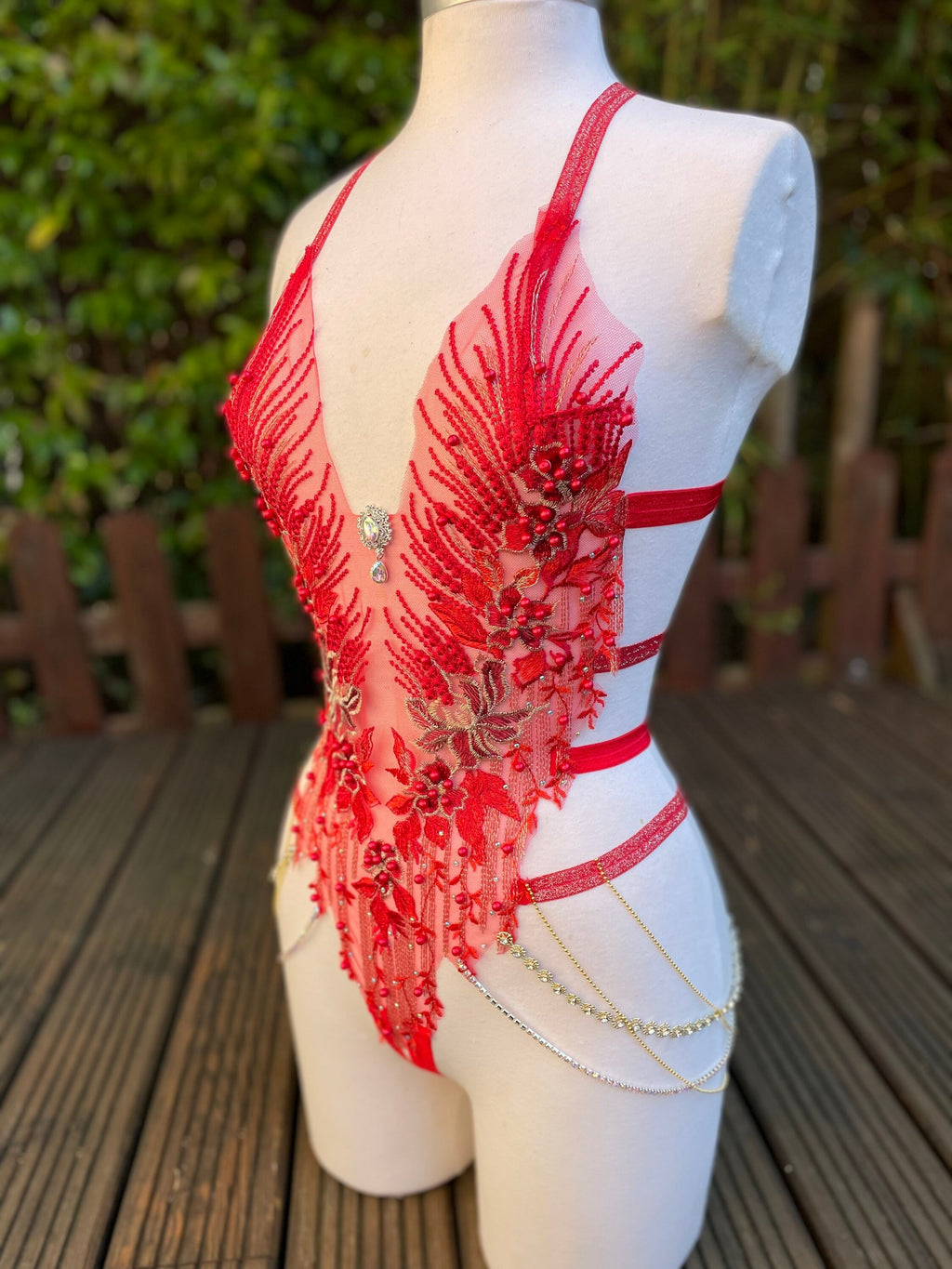 Body harnais en broderie et perles