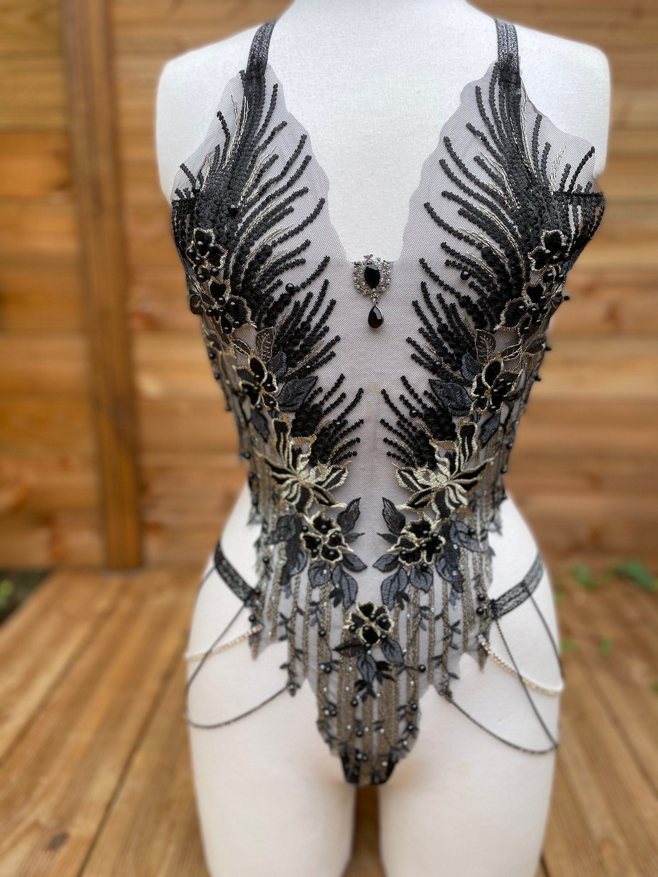 Body harnais en broderie et perles