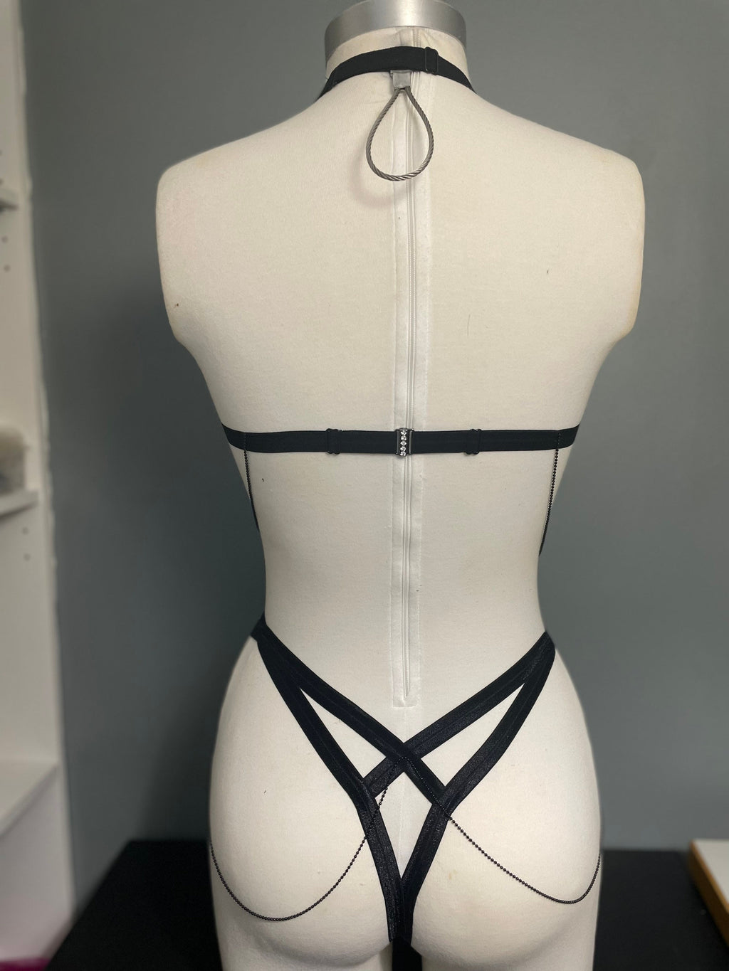 Body harnais en dentelle bordeaux dégradé ajustable