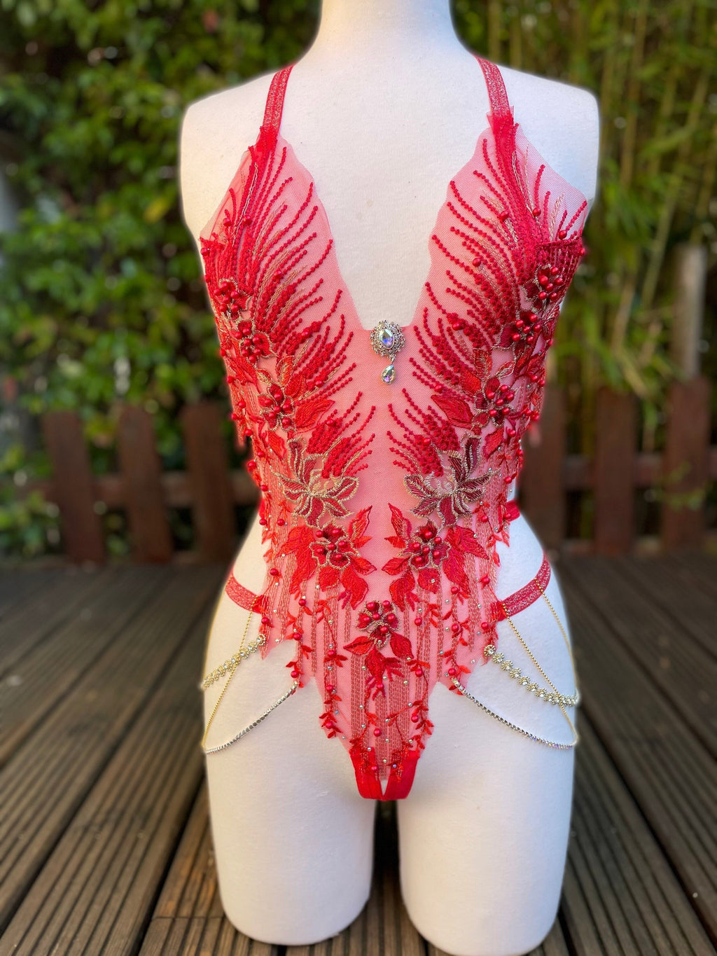 Body harnais en broderie et perles
