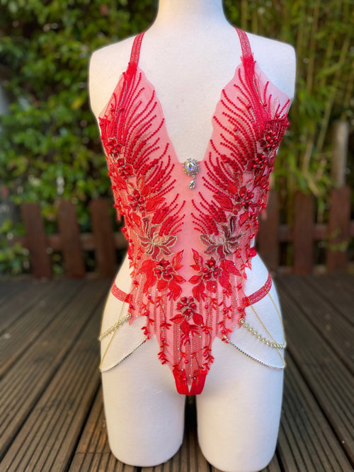 Body harnais en broderie et perles
