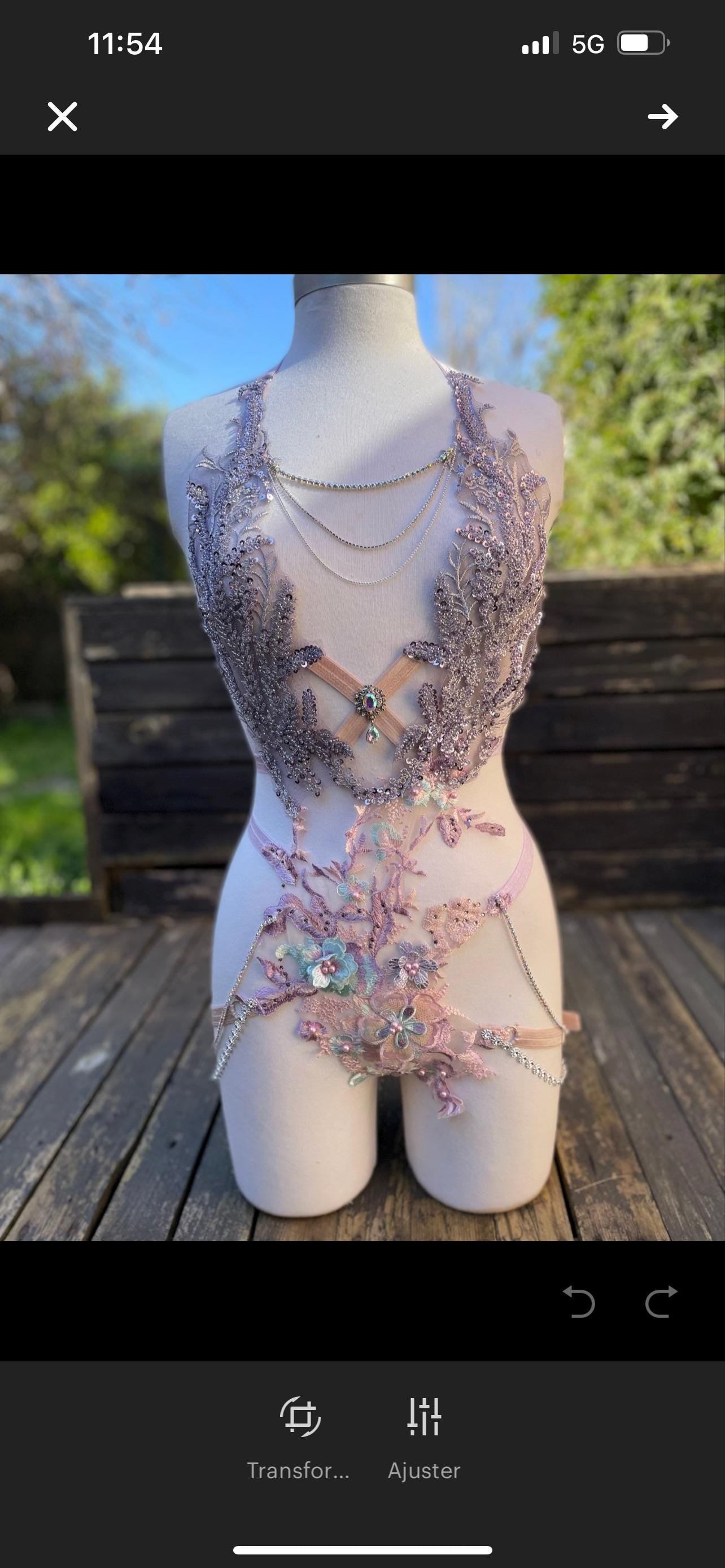 Body harnais en dentelle perlée de rocaille