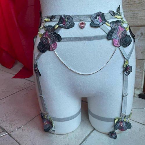 Body cage fleuris gris perle avec porte jarretelles ou seul
