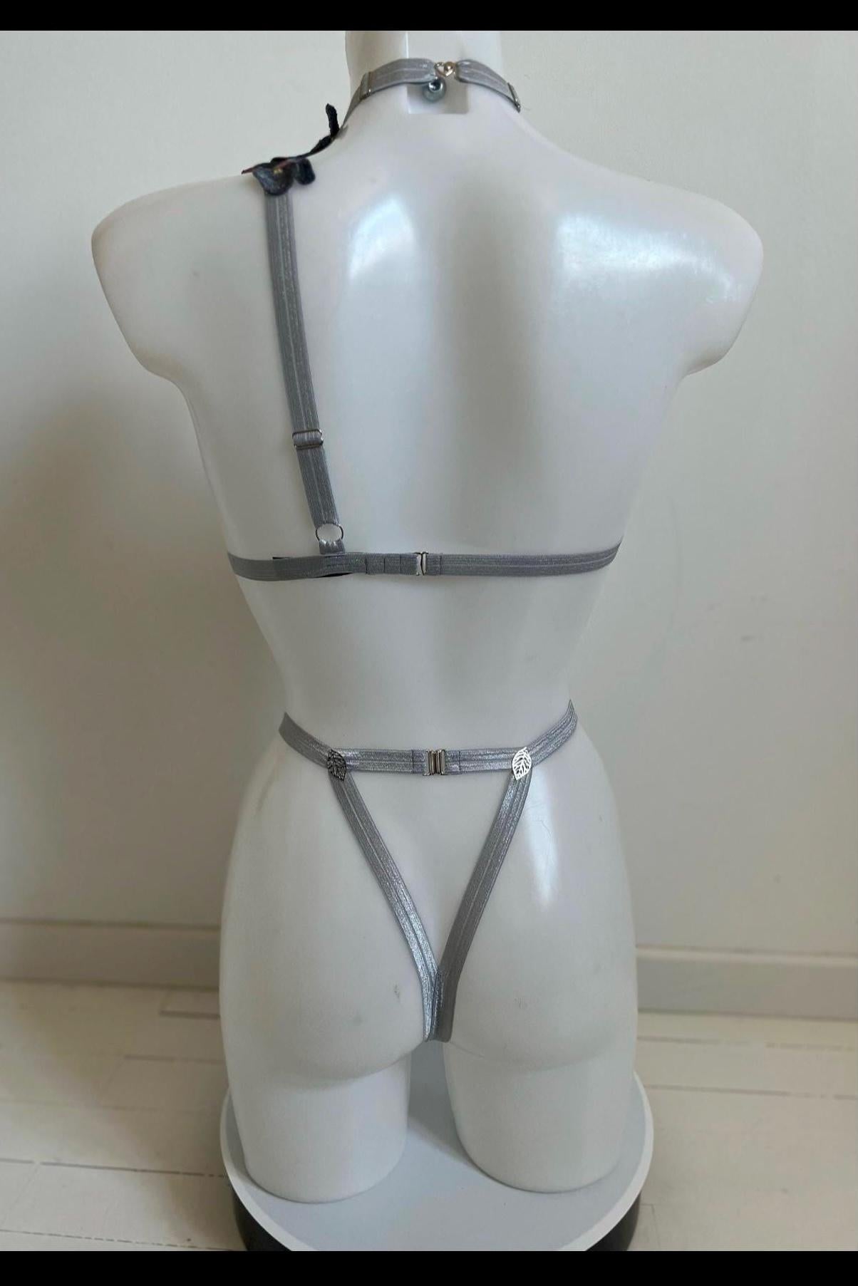 Body cage fleuris gris perle avec porte jarretelles ou seul