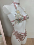 Ensemble nude et caramel en strass brodé