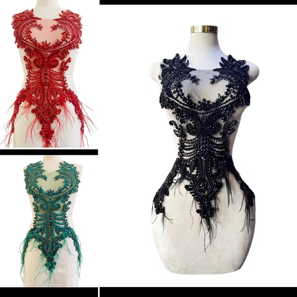 body en strass et plume précieux plusieurs coloris disponibles