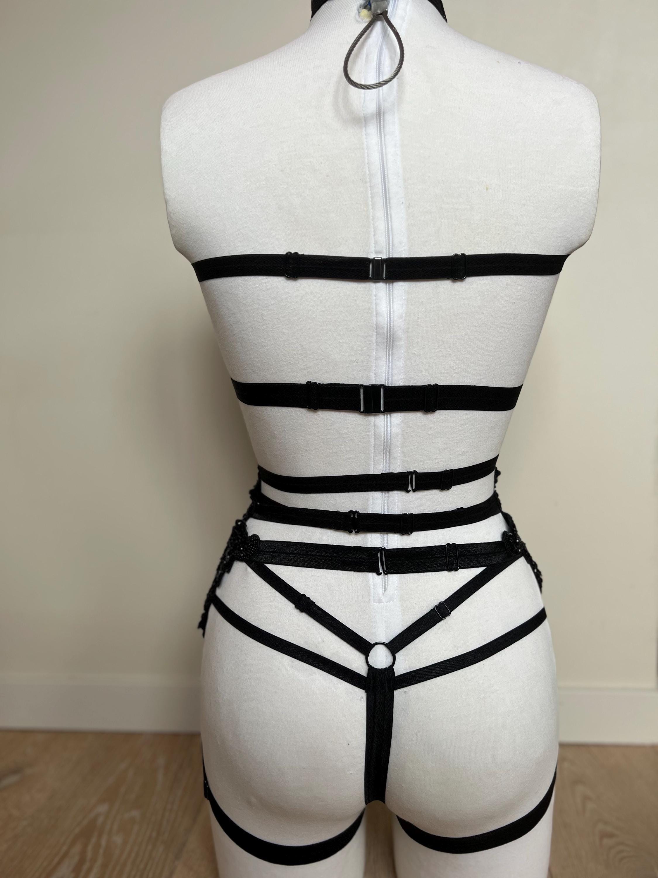 ensemble de lingerie 3 pièces en perles noir